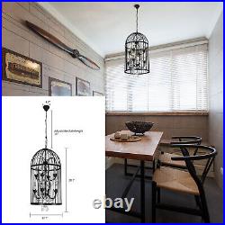 Vintage Birdcage Pendant Hanging Lamp Chandelier 8-light Crystal Ceiling Light