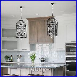 Vintage Birdcage Pendant Hanging Lamp Chandelier 8-light Crystal Ceiling Light