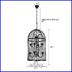 Vintage Birdcage Pendant Hanging Lamp Chandelier 8-light Crystal Ceiling Light Vintage Birdcage Pendant Hanging Lamp Chandelier 8-light Crystal Ceiling Light