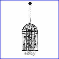 Vintage Birdcage Pendant Hanging Lamp Chandelier 8-light Crystal Ceiling Light