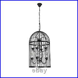 Vintage Birdcage Pendant Hanging Lamp Chandelier 8-light Crystal Ceiling Light