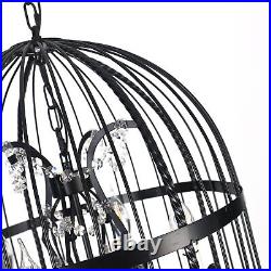 Vintage Birdcage Pendant Hanging Lamp Chandelier 8-light Crystal Ceiling Light