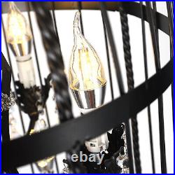 Vintage Birdcage Pendant Hanging Lamp Chandelier 8-light Crystal Ceiling Light