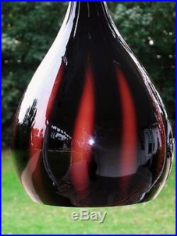 Vintage Black Amethyst Cased Swirl Art Glass Hanging Swag Lamp Light Germany