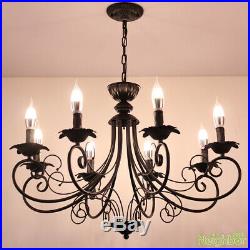 Vintage Black Iron art Chandelier Pendant Lamp Ceiling Light LED Hanging lights