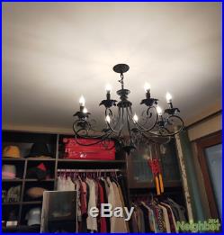 Vintage Black Iron art Chandelier Pendant Lamp Ceiling Light LED Hanging lights