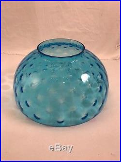 Vintage Blue Glass Shade 14 Shade for Hanging Library Oil Lamp Bubbled