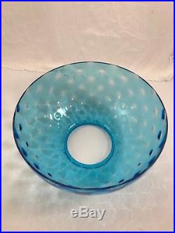 Vintage Blue Glass Shade 14 Shade for Hanging Library Oil Lamp Bubbled