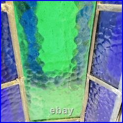 Vintage Blue Green Stained Glass hanging Light Swag MCM Mid Century Pendant