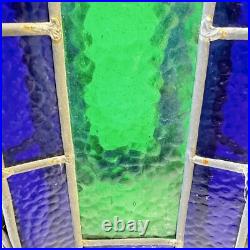 Vintage Blue Green Stained Glass hanging Light Swag MCM Mid Century Pendant