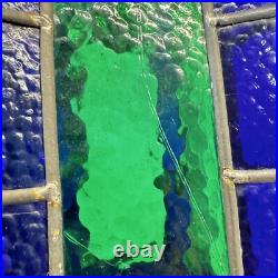 Vintage Blue Green Stained Glass hanging Light Swag MCM Mid Century Pendant