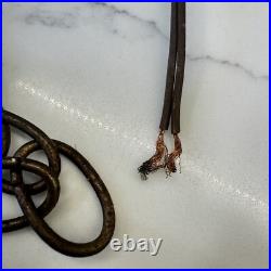 Vintage Blue Green Stained Glass hanging Light Swag MCM Mid Century Pendant