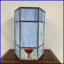 Vintage Blue Stained Glass Hanging Light Lamp Fixture