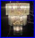 Vintage Brass Chandelier w Glass Rod Accents Multi Tier 1970s Lighting