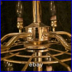 Vintage Brass Chandelier w Glass Rod Accents Multi Tier 1970s Lighting Vintage Brass Chandelier w Glass Rod Accents Multi Tier 1970s Lighting
