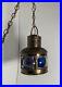 Vintage Brass + Colored Glass Ships Latten Converted Electric Swag Lamp Hanging