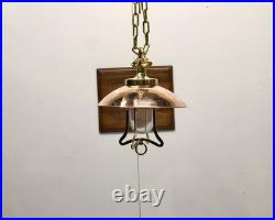 Vintage Brass & Copper Hanging Pendant Light Nautical Industrial Ceiling Lamp