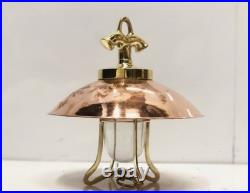 Vintage Brass & Copper Hanging Pendant Light Nautical Industrial Ceiling Lamp