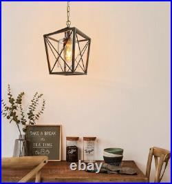 Vintage Brass Glass Shade Hanging Pendant Ceiling Lantern Pub Diner Light M0200