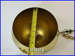 Vintage Brass Globe Round Sphere Swag Hanging Light Lamp Atomic Mid Century Mod
