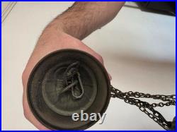 Vintage Brass Hanging Light Fixture Chandelier Amber Textured Glass Panels