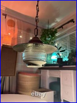 Vintage Brass Jelly Jar Pendant Hanging Lamp 9.5? Antique Nice Patina