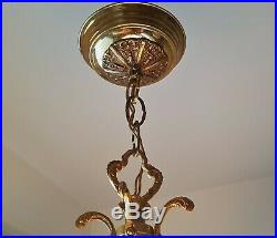 Vintage Brass Lantern Light hanging Lamp Architectural Antique Fixture Porch