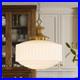 Vintage Brass Milk Glass Chandelier, 13.8 Pendant Light with E26 Bulb Included
