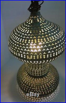 Vintage Brass Moroccan Swag Lamp Patina Curvy 20 w Switch Cord 15 Metal Chain