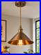 Vintage Brass Pendant Light, Industrial Dome Shade, Mid Century Hanging Lamp
