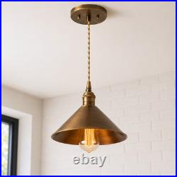 Vintage Brass Pendant Light, Industrial Dome Shade, Mid Century Hanging Lamp