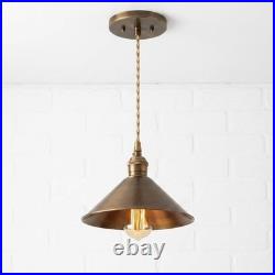 Vintage Brass Pendant Light, Industrial Dome Shade, Mid Century Hanging Lamp