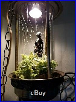 Vintage Brass Rain Oil Swag Lamp 1970's Hanging 31 Goddess Rope Chain 34-8598