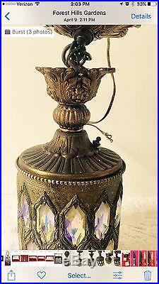 Vintage Bronze Crystal Hanging Ceiling Lamp Chandelier Swag Lantern