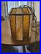 Vintage Brown Tones Mid-Century Glass Hanging Light Swag Lamp