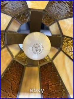 Vintage Brown Tones Mid-Century Glass Hanging Light Swag Lamp