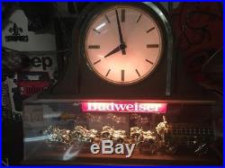 Vintage Budweiser Clydesdale Team Hanging Sign Illuminated Clock/lamp. 70's