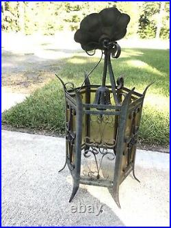 Vintage CEILING LIGHT FIXTURE Gothic Hanging Metal pendant lamp mid century iron