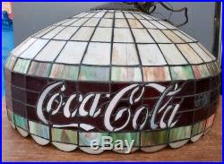 Vintage COCA-COLA Tiffany Stained Glass Hanging Lamp Light DRINK COCA COLA Exct