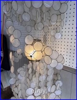 Vintage Capiz Shell 2 Light 3 Tier Chandelier Mid Century Modern Spiral Gold