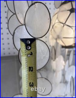 Vintage Capiz Shell 2 Light 3 Tier Chandelier Mid Century Modern Spiral Gold