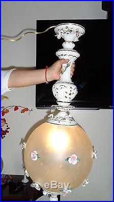 Vintage Capodimonte Porcelain Hanging lamp light Fixture Marked inside