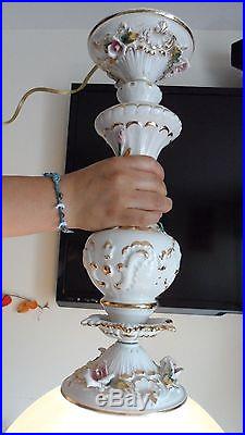 Vintage Capodimonte Porcelain Hanging lamp light Fixture Marked inside