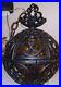 Vintage Cast Iron Pierced Globe Hanging Lamp Light Large 10 across Amber Globe