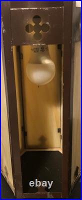 Vintage Cathedral Hexagon Pendant Ceiling Fixture Light/Slag Glass Panels