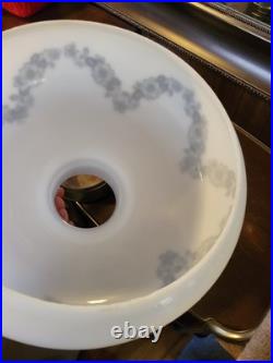 Vintage Ceiling Light Fixture 3 Chain Hanging Globes Blue Floral