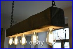 Vintage Ceiling Light Rustic Lamp Wood Hanging Chandelier HANDMADE Coffee Bar