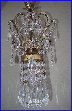 Vintage Ceiling lamp ROCOCO crystal glass prism chandelier Brass spelter hanging