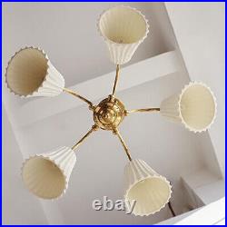 Vintage Ceramic Chandelier Cream French Style Decor Hanging Pendent Ceiling Lamp