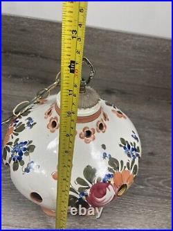 Vintage Ceramic Hand Crafted Italy Floral Hanging Ceiling Light 12 X 11